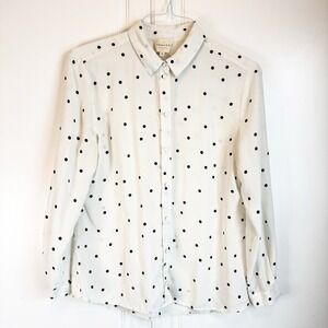 SEZANE Ann Silk Blouse Shirt Top Ecru & Black Polka Dot Size 40 US 8 Old Money